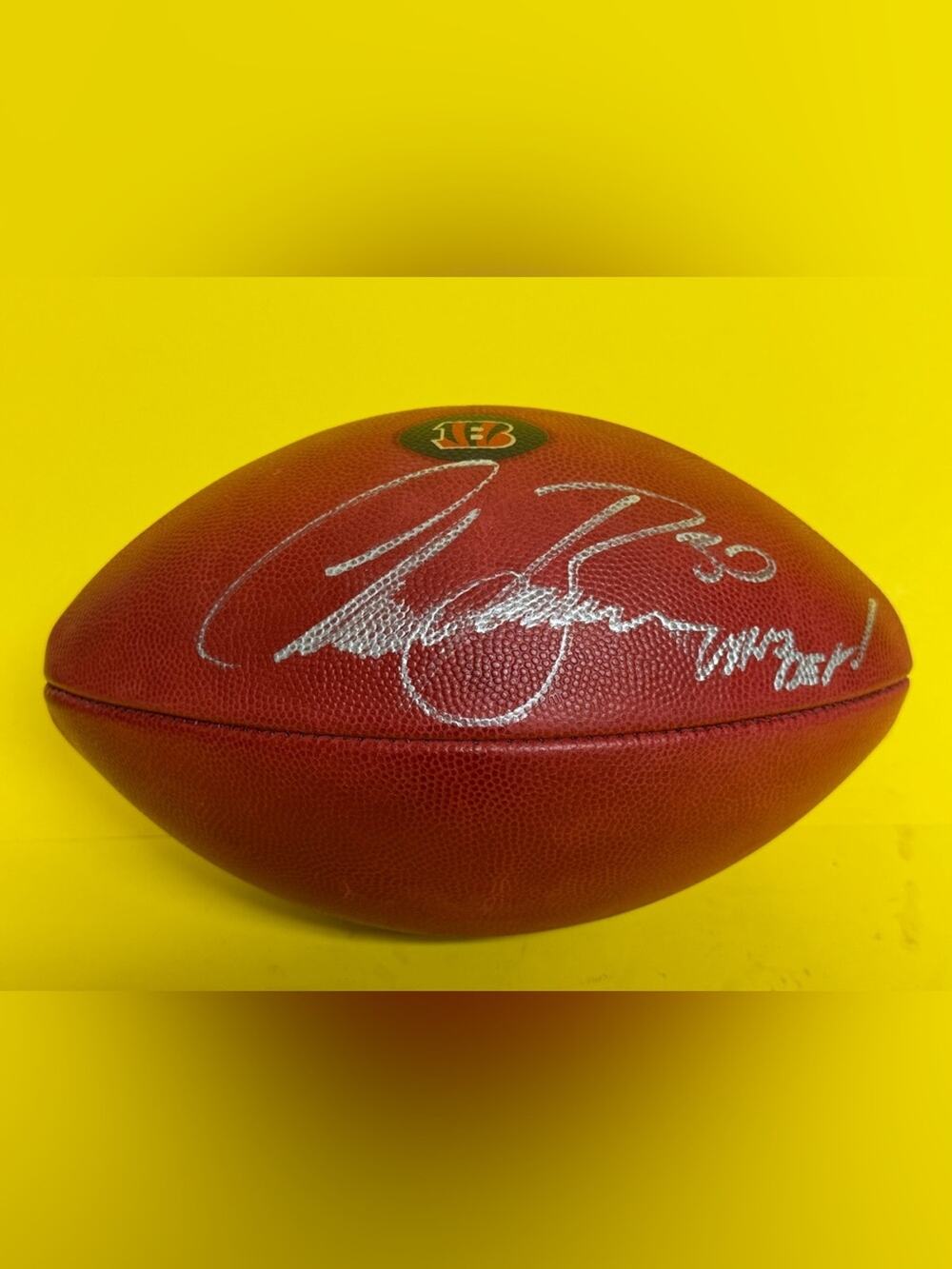 Chase Brown Cincinnati Bengals Autograph Game Issued Ball “Who Dey!” AUTHENTIC